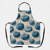 Modern Blue Pumpkin Fall Design エプロン (正面)