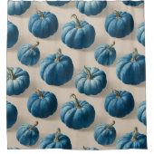 Modern Blue Pumpkin Fall Design シャワーカーテン (正面)