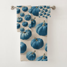 Modern Blue Pumpkin Fall Design バスタオルセット