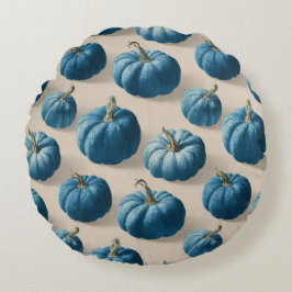 Modern Blue Pumpkin Fall Design ラウンドクッション