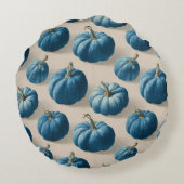 Modern Blue Pumpkin Fall Design ラウンドクッション (裏面)