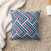 Modern Blue & Red Chevron Pattern クッション (ブランケット)