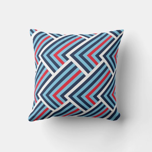 Modern Blue & Red Chevron Pattern クッション (裏面)