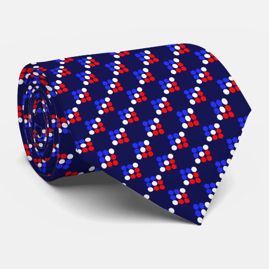 Modern Blue Red White Dotted Pattern on Navy Blue  ネクタイ (ロール)