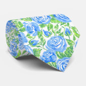 Modern Blue Rose Floral Pattern Wedding ネクタイ (ロール)