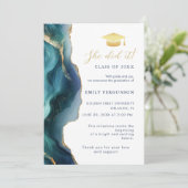 Modern Blue Sapphire Graduation Party Announcement 招待状 (スタンド正面)