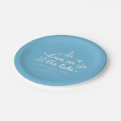 Modern Blue Script Lake Bachelorette Party ペーパープレート (アングル)