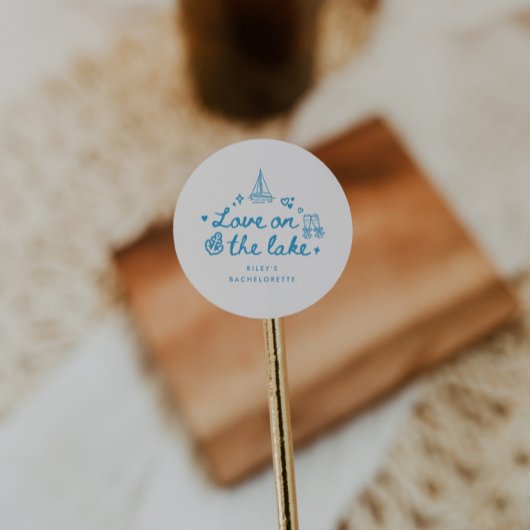 Modern Blue Script Lake Bachelorette Party ラウンドシール