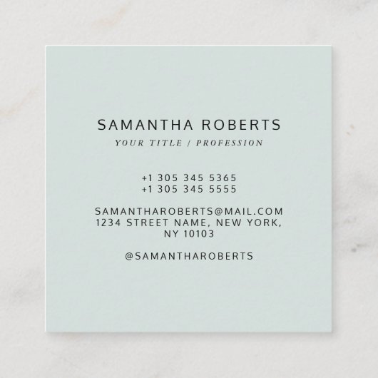 Modern blue simple add your logo square business スクエア名刺 (裏面)