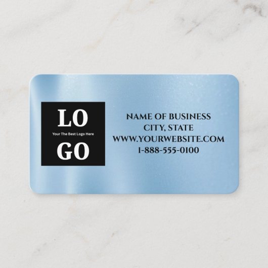 Modern Blue Sky Custom Logo and QR Code  名刺 (正面)