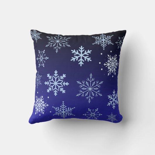 Modern Blue Snowflakes  クッション (裏面)