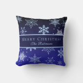 Modern Blue Snowflakes  クッション (正面)