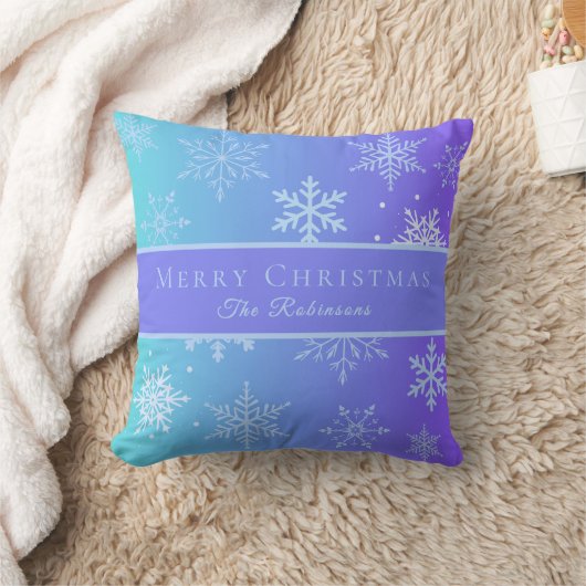 Modern Blue Snowflakes  クッション (ブランケット)