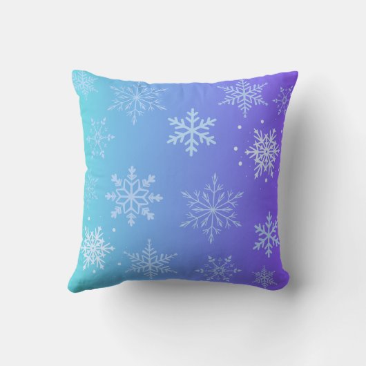 Modern Blue Snowflakes  クッション (裏面)