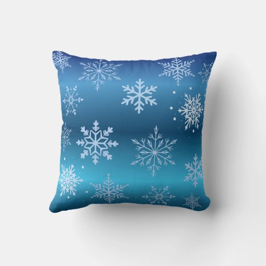 Modern Blue Snowflakes  クッション (裏面)