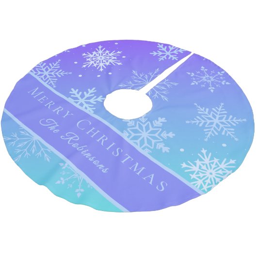 Modern Blue Snowflakes  ブラッシュドポリエステルツリースカート (アングル)