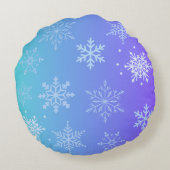 Modern Blue Snowflakes ラウンドクッション (裏面)