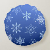Modern Blue Snowflakes  ラウンドクッション (裏面)