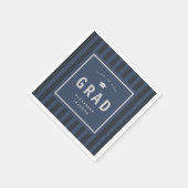 Modern Blue Sporty Stripes Graduation Party スタンダードカクテルナプキン (角)