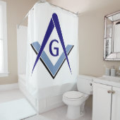 Modern Blue Square and Compass シャワーカーテン (インサイチュ)