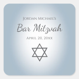 Modern Blue Star of David Simple Bar Mitzvah スクエアシール