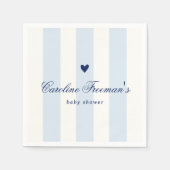 Modern Blue Stripe Heart Valentine Baby Shower スタンダードカクテルナプキン (正面)