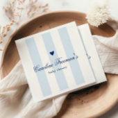 Modern Blue Stripe Heart Valentine Baby Shower スタンダードカクテルナプキン
