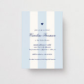 Modern Blue Stripe Heart Valentine Baby Shower 招待状