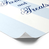 Modern Blue Stripe Heart Valentine Favors ポスター (角)