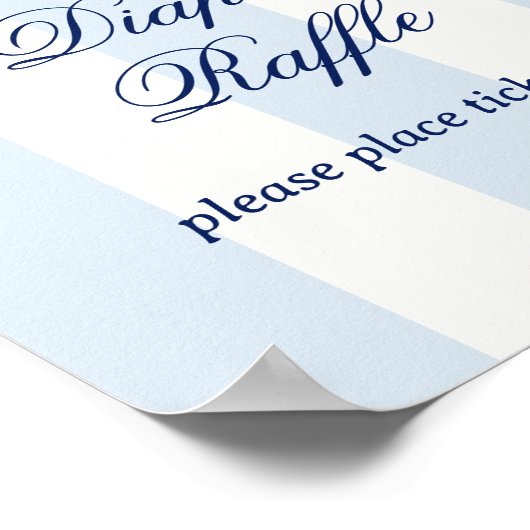 Modern Blue Stripe Heart Valentine Raffle ポスター (角)