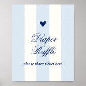 Modern Blue Stripe Heart Valentine Raffle ポスター (正面)