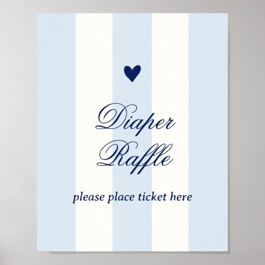 Modern Blue Stripe Heart Valentine Raffle ポスター (正面)