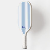 Modern Blue Stripes Custom Name Pickleball Paddle ピックルボールラケット (左)