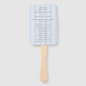 Modern Blue Stripes Elegant Wedding Program ハンドファン (正面)