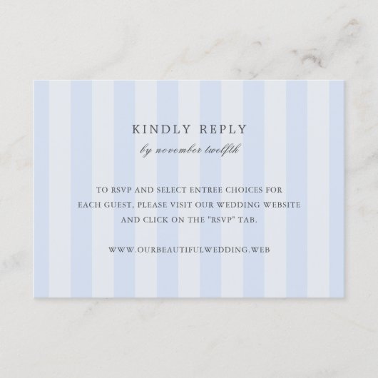 Modern Blue Stripes Elegant Wedding RSVP Card (正面)