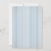 Modern Blue Stripes Stork Silhouette Baby Shower 招待状 (裏面)