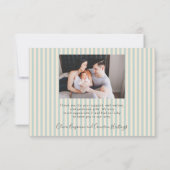 Modern Blue Stripes Two Photo Baby Shower Message サンキューカード (裏面)