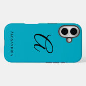Modern Blue Stylish Personalized Name Initial Case-Mate iPhoneケース (裏面 (横))