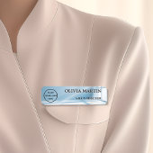 Modern Blue Sunbeam Magnetic Name Badge Custom 名札