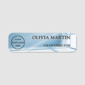 Modern Blue Sunbeam Magnetic Name Badge Custom 名札 (正面)