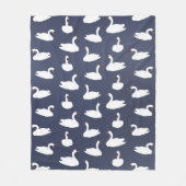 Modern Blue Swan Pattern Fleece Blanket フリースブランケット (正面)