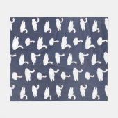 Modern Blue Swan Pattern Fleece Blanket フリースブランケット (正面(横))