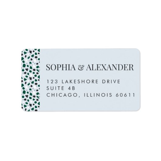 Modern Blue Terrazzo & Emerald ラベル (正面)