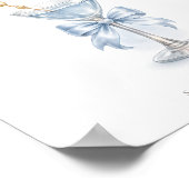 Modern Blue Tini Bow One Boy Baby Shower Welcome ポスター (角)