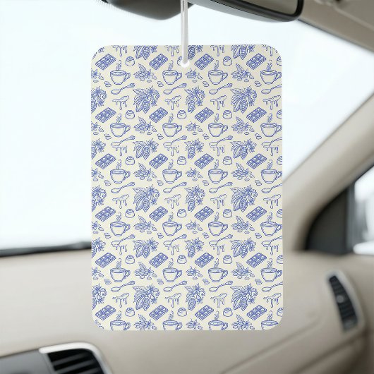Modern Blue Toile Cacao and Chocolate Pattern カーエアーフレッシュナー