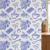 Modern Blue Toile Cacao and Chocolate Pattern タイル