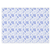 Modern Blue Toile Cacao and Chocolate Pattern テーブルクロス (正面(横))