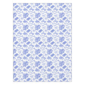 Modern Blue Toile Cacao and Chocolate Pattern テーブルクロス (正面)