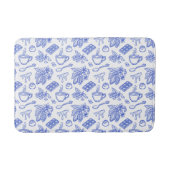 Modern Blue Toile Cacao and Chocolate Pattern バスマット (正面)
