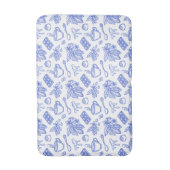 Modern Blue Toile Cacao and Chocolate Pattern バスマット (正面縦)